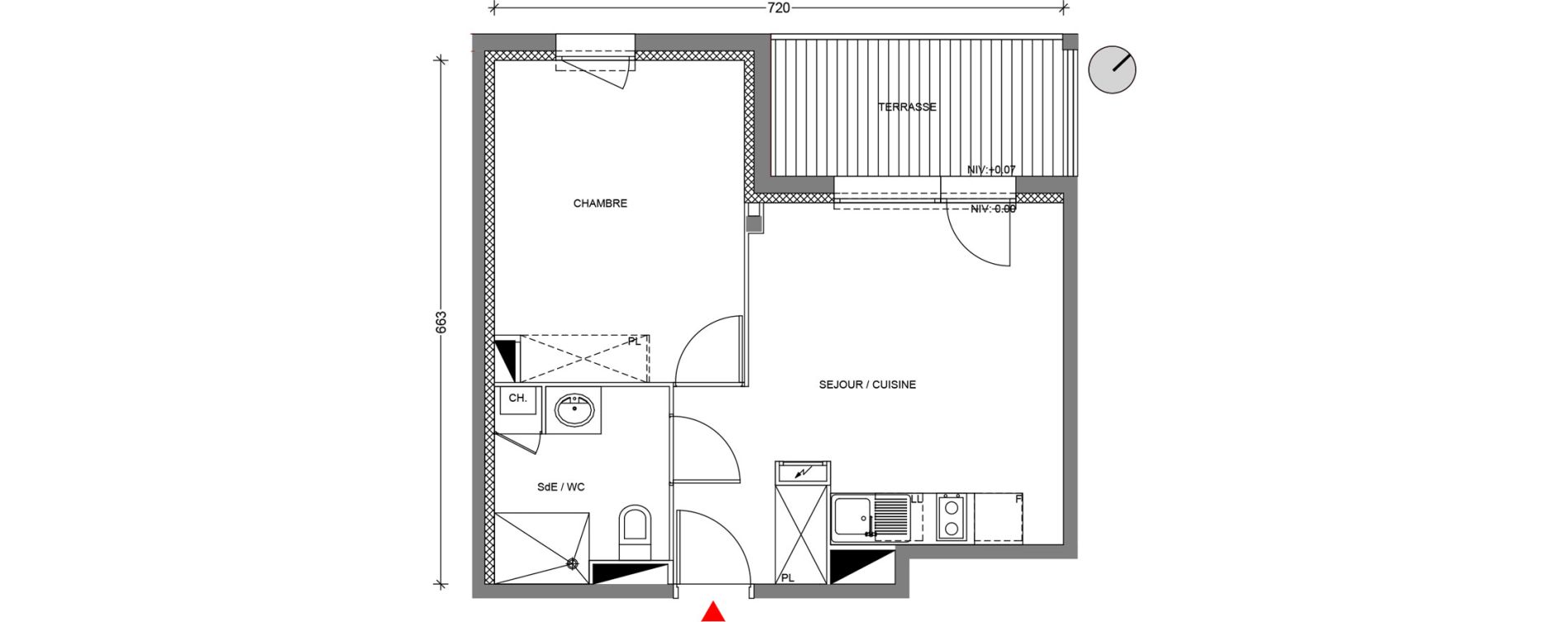 Appartement T2 de 37,72 m2 &agrave; Escalquens Centre