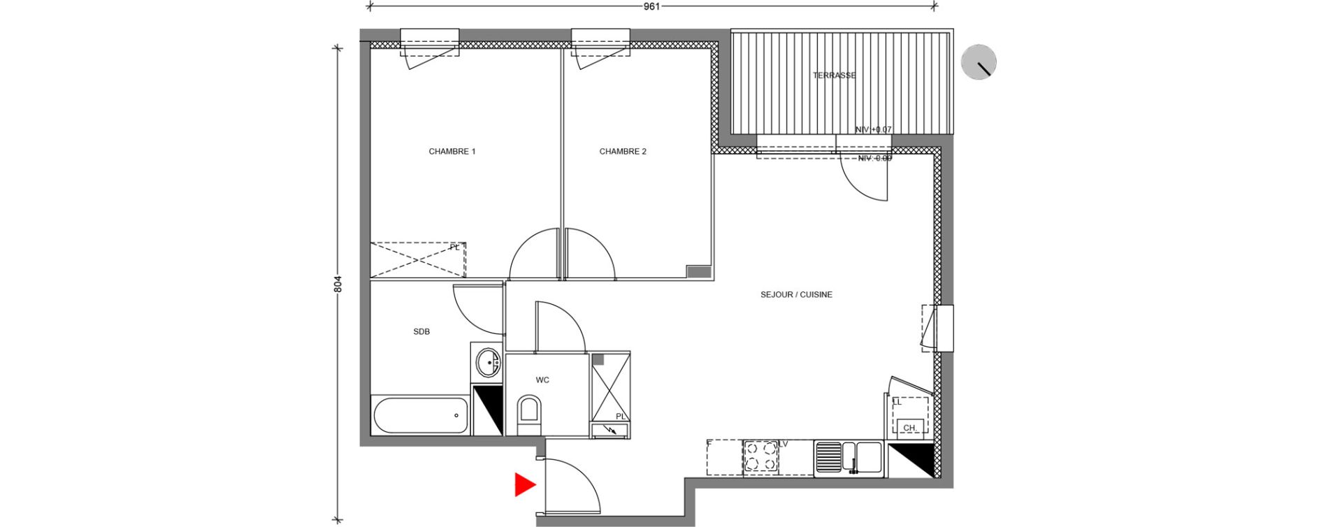 Appartement T3 de 60,73 m2 &agrave; Escalquens Centre