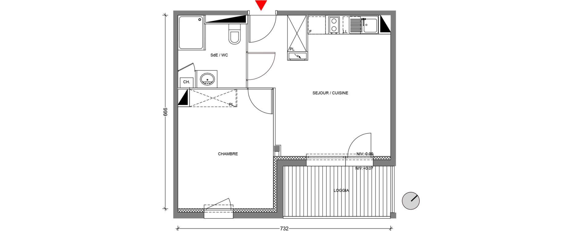 Appartement T2 de 39,68 m2 &agrave; Escalquens Centre