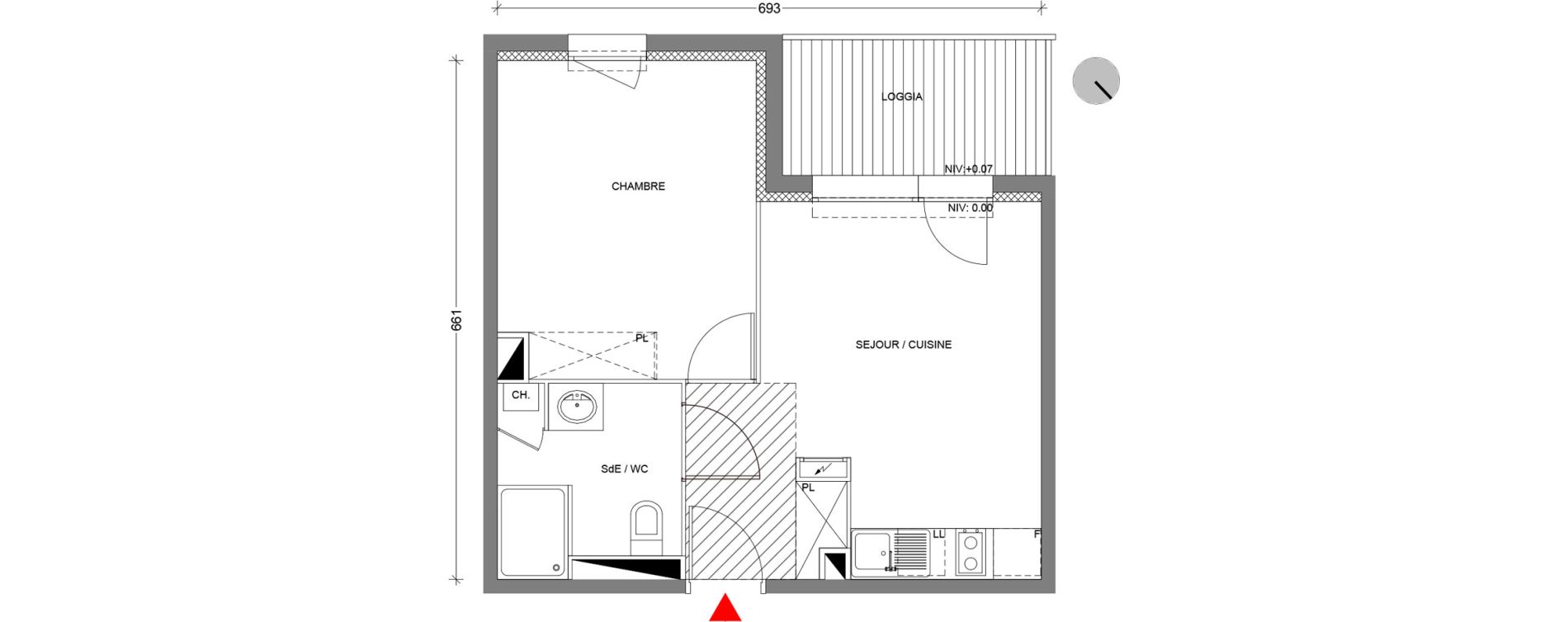 Appartement T2 de 37,80 m2 &agrave; Escalquens Centre
