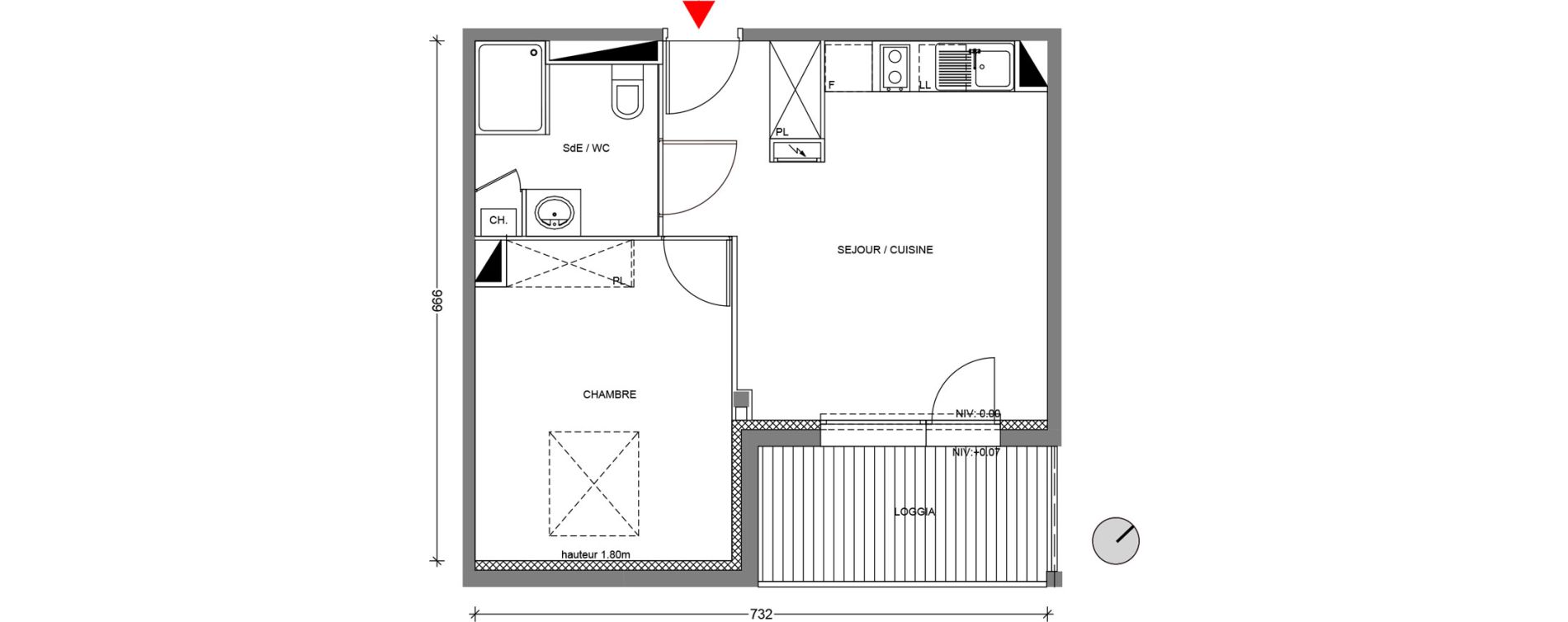 Appartement T2 de 39,68 m2 &agrave; Escalquens Centre
