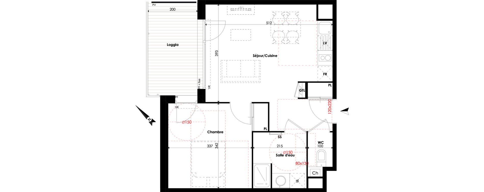 Appartement T2 de 41,06 m2 &agrave; Escalquens Centre
