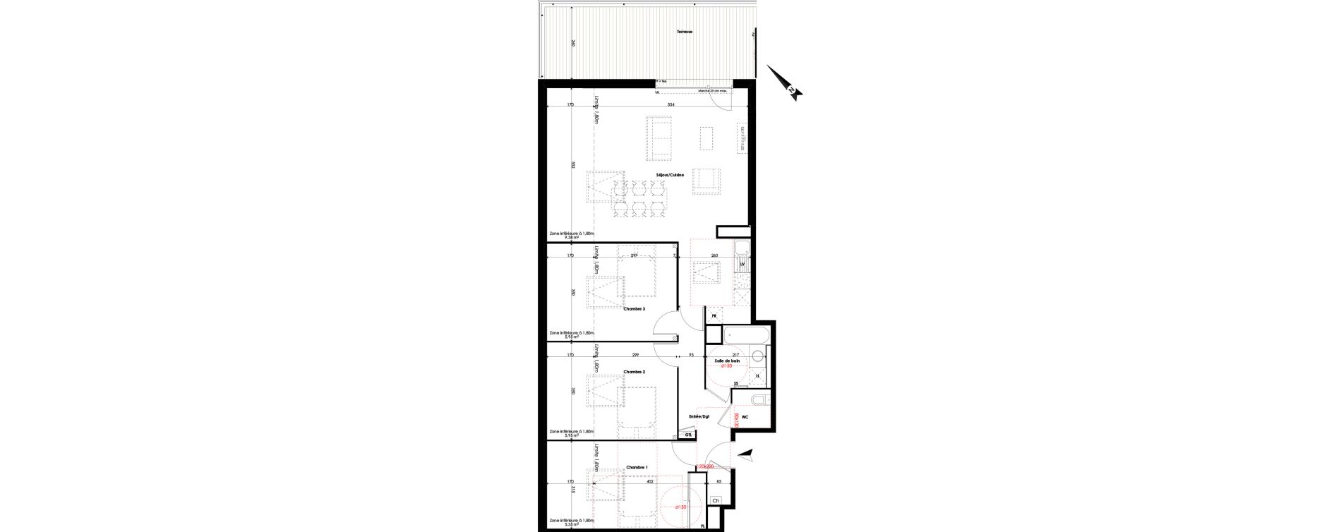 Appartement T4 de 84,95 m2 &agrave; Escalquens Centre