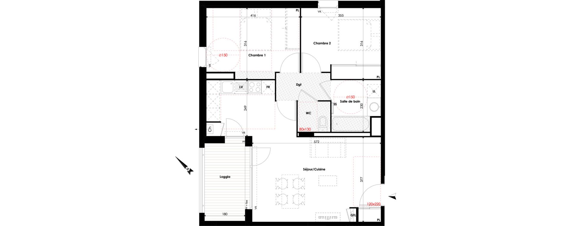 Appartement T3 de 63,18 m2 &agrave; Escalquens Centre