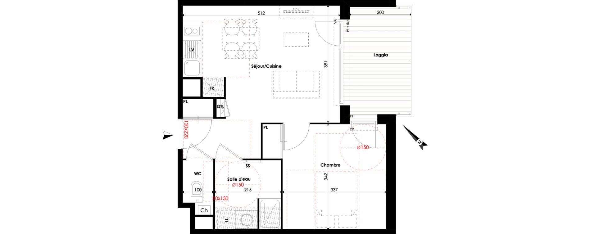 Appartement T2 de 40,42 m2 &agrave; Escalquens Centre
