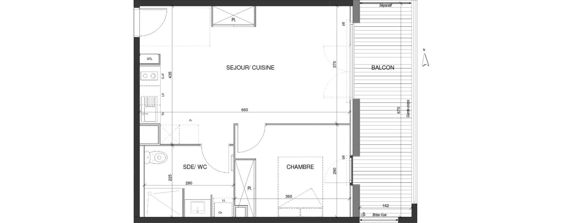 Appartement T2 de 42,05 m2 &agrave; Escalquens Centre