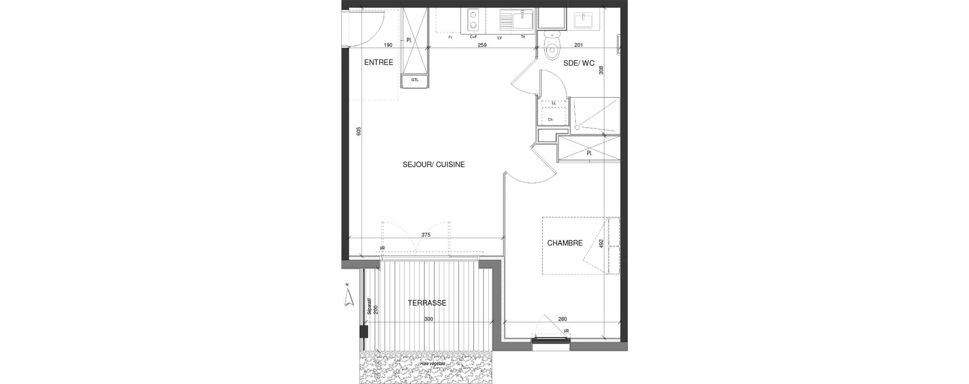 Appartement T2 de 44,05 m2 &agrave; Escalquens Centre