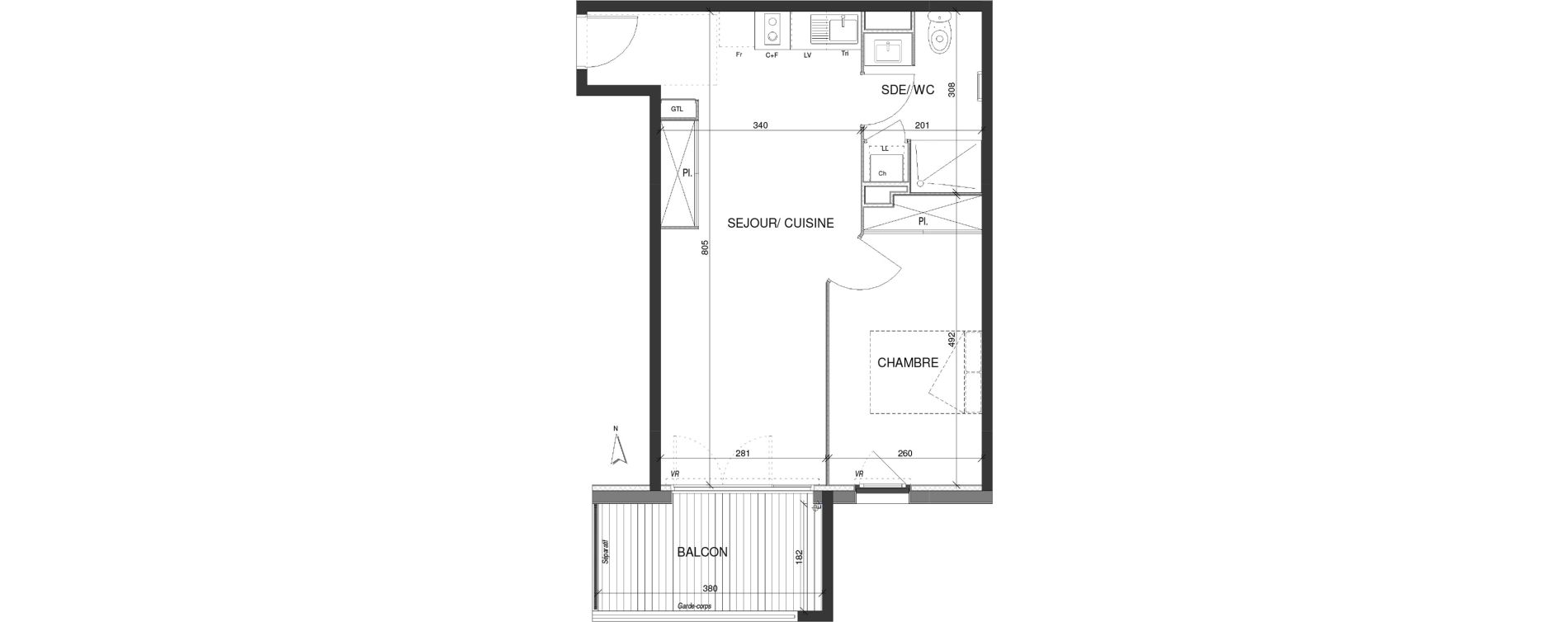 Appartement T2 de 44,10 m2 &agrave; Escalquens Centre
