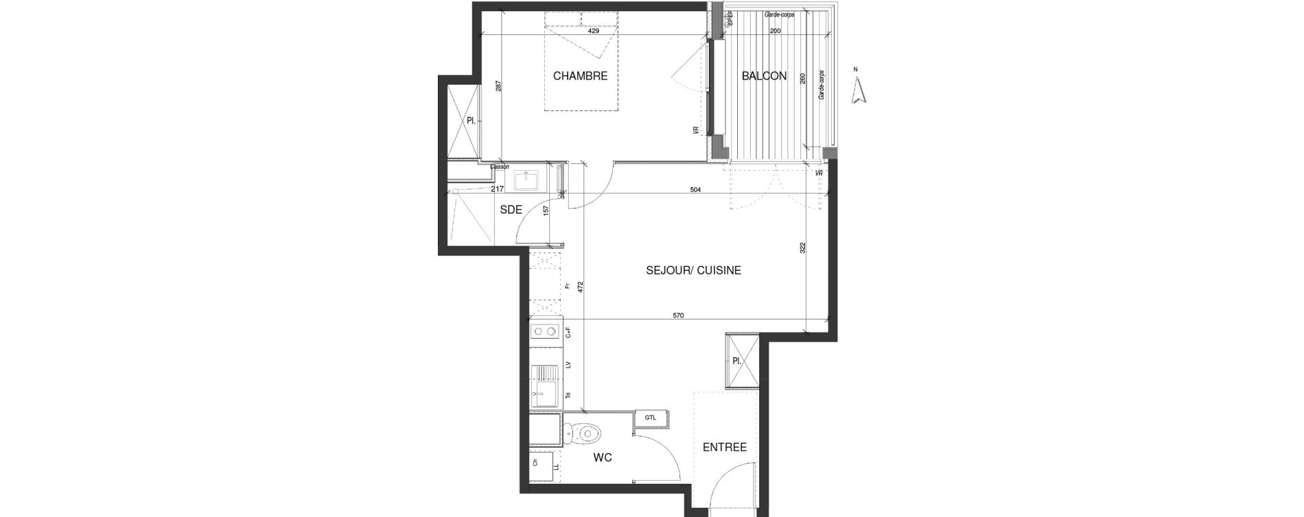 Appartement T2 de 45,85 m2 &agrave; Escalquens Centre