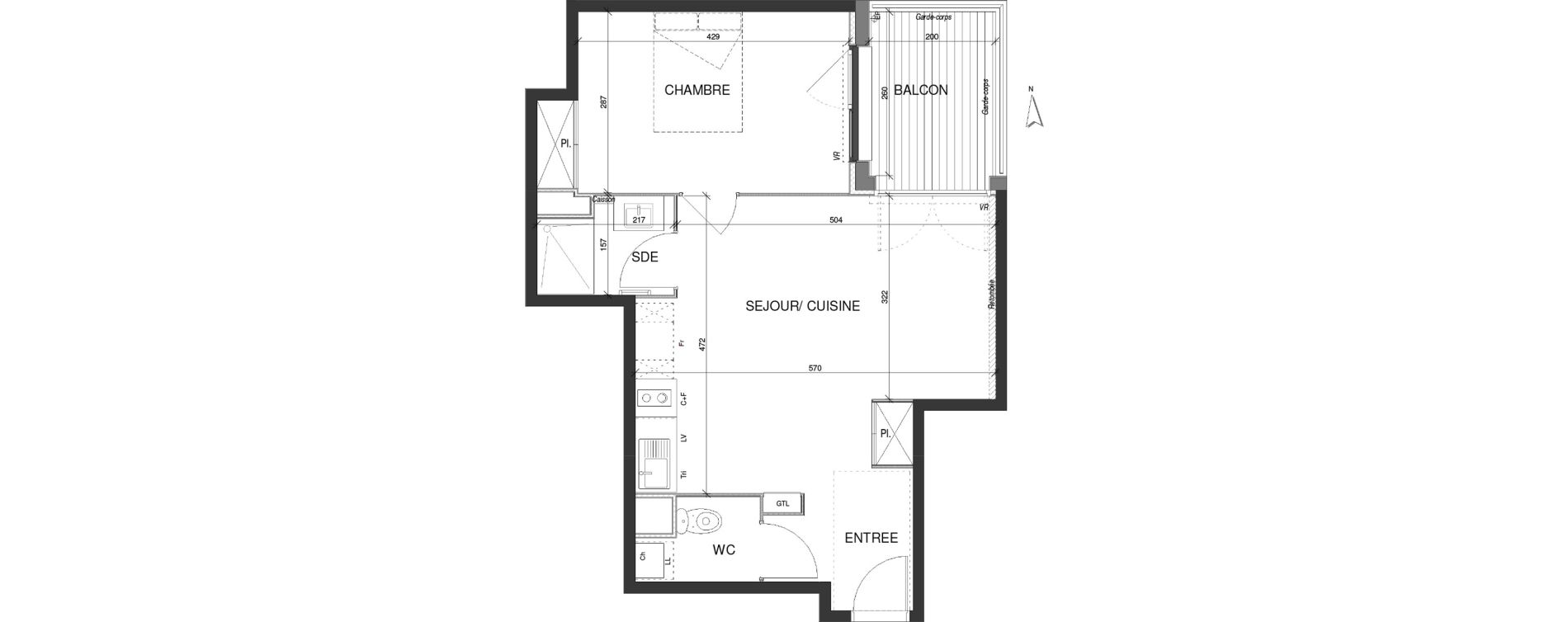 Appartement T2 de 46,05 m2 &agrave; Escalquens Centre