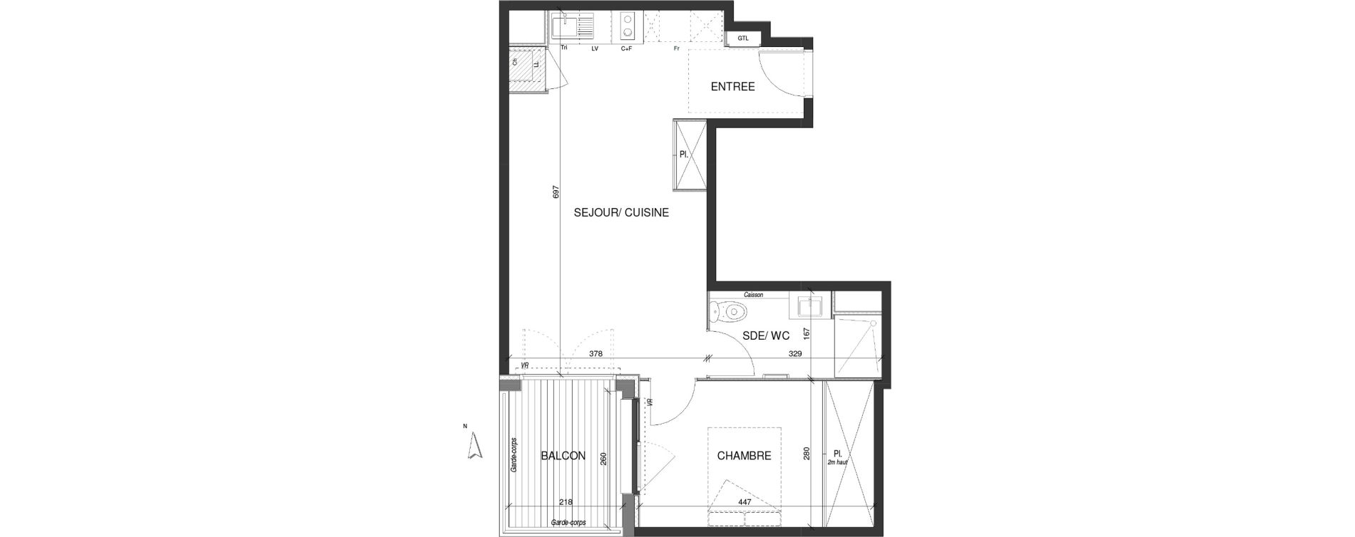 Appartement T2 de 46,15 m2 &agrave; Escalquens Centre