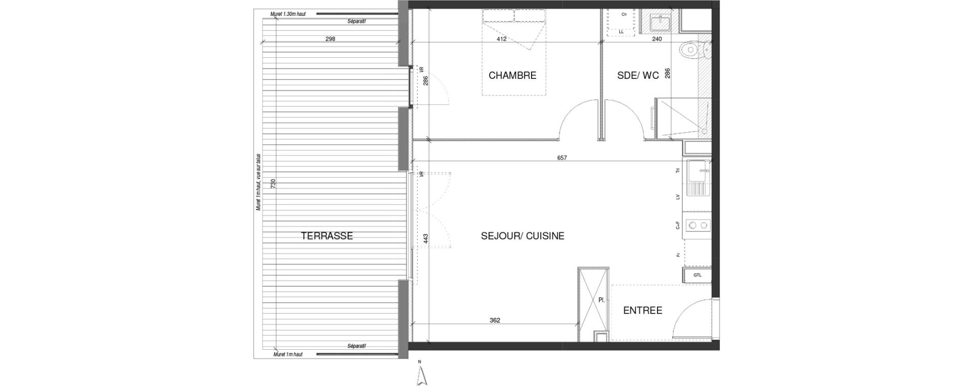 Appartement T2 de 46,65 m2 &agrave; Escalquens Centre