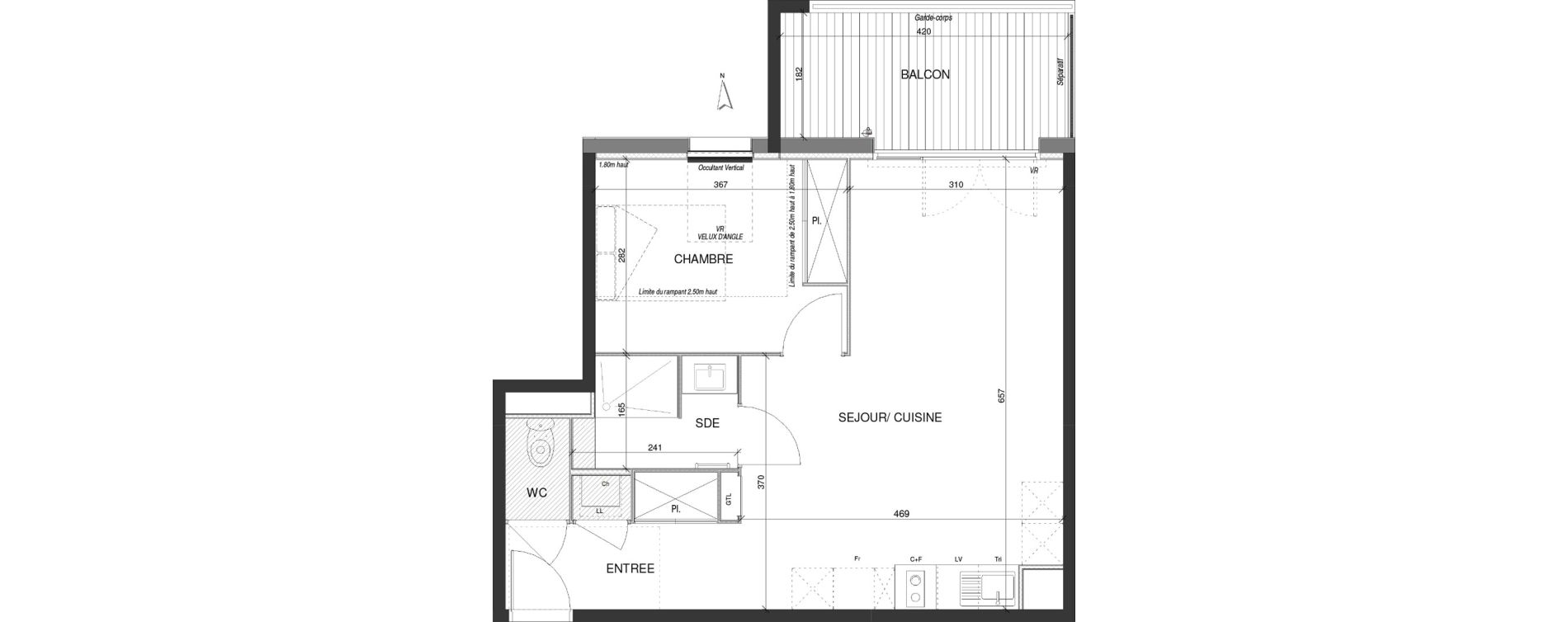 Appartement T2 de 47,00 m2 &agrave; Escalquens Centre