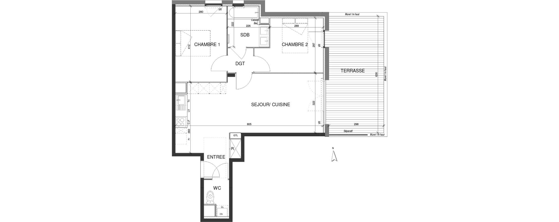 Appartement T3 de 59,90 m2 &agrave; Escalquens Centre
