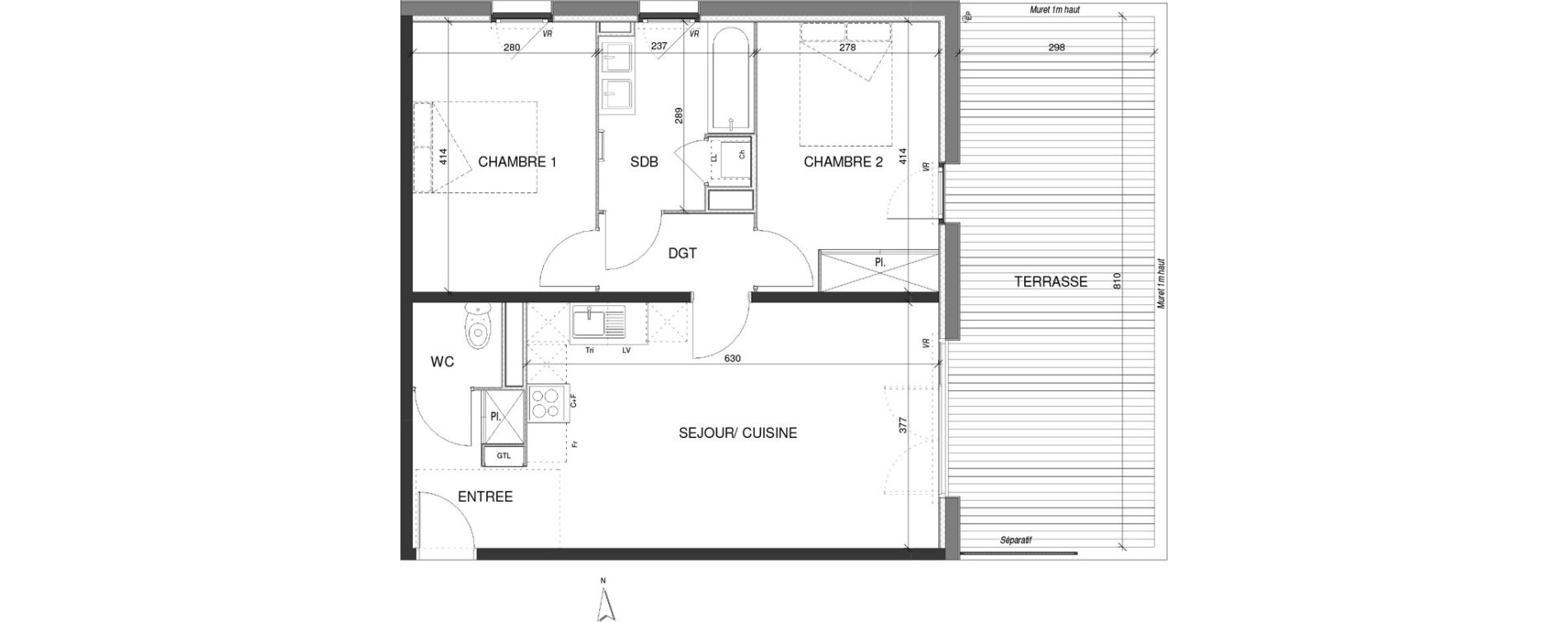 Appartement T3 de 61,80 m2 &agrave; Escalquens Centre