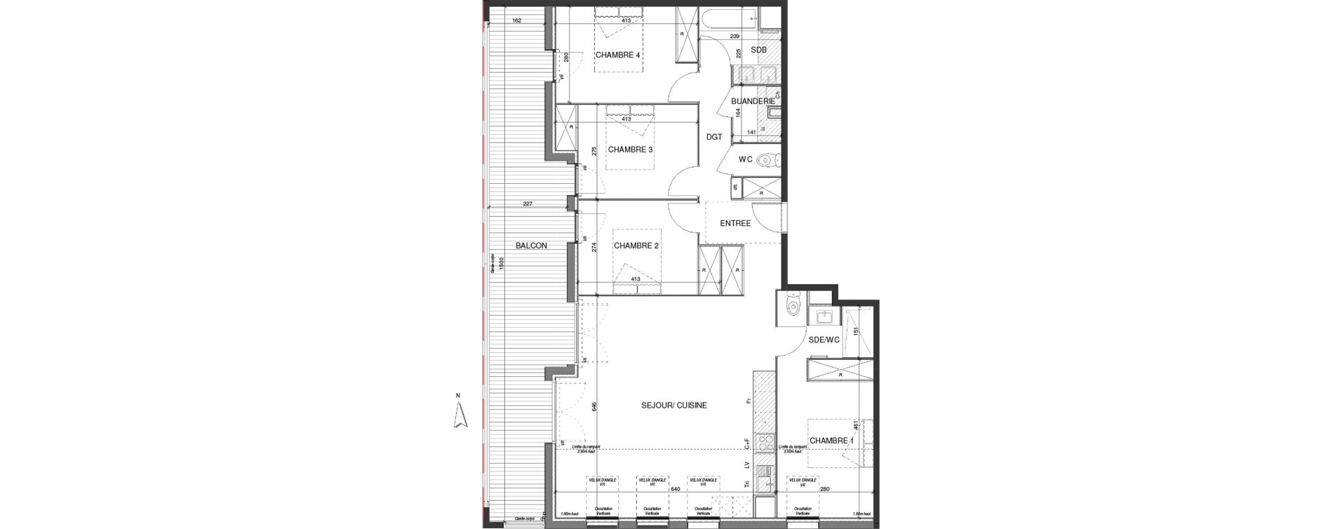 Appartement T5 de 107,10 m2 &agrave; Escalquens Centre
