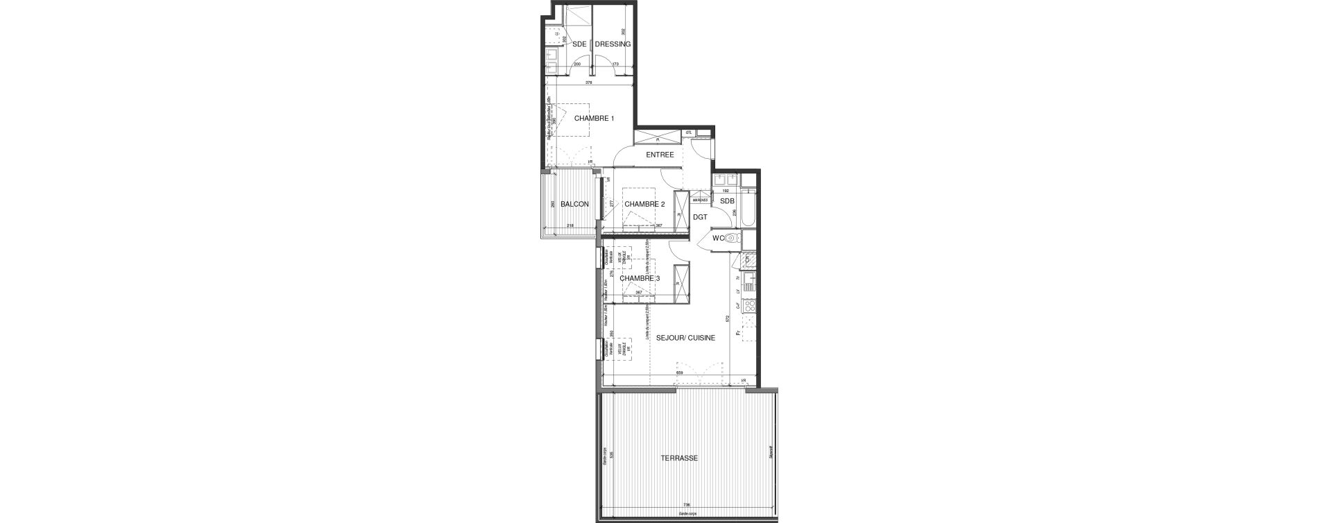 Appartement T4 de 88,35 m2 &agrave; Escalquens Centre