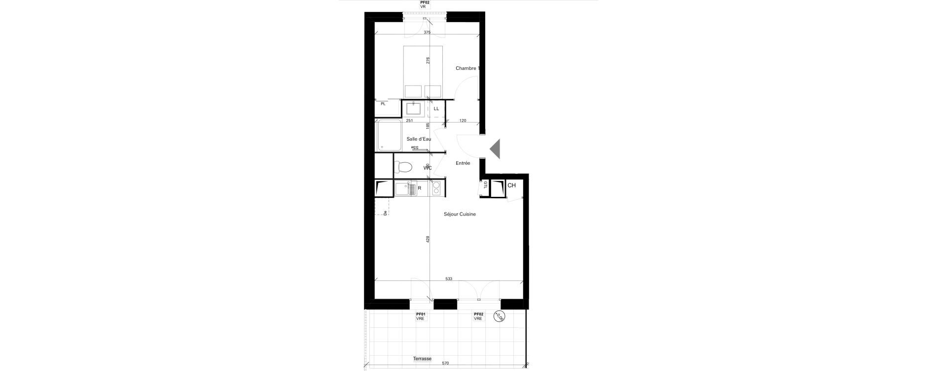 Appartement T2 de 41,34 m2 &agrave; Fenouillet Centre