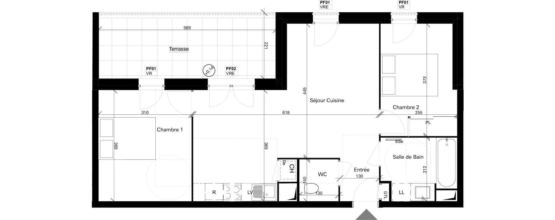 Appartement T3 de 54,27 m2 &agrave; Fenouillet Centre