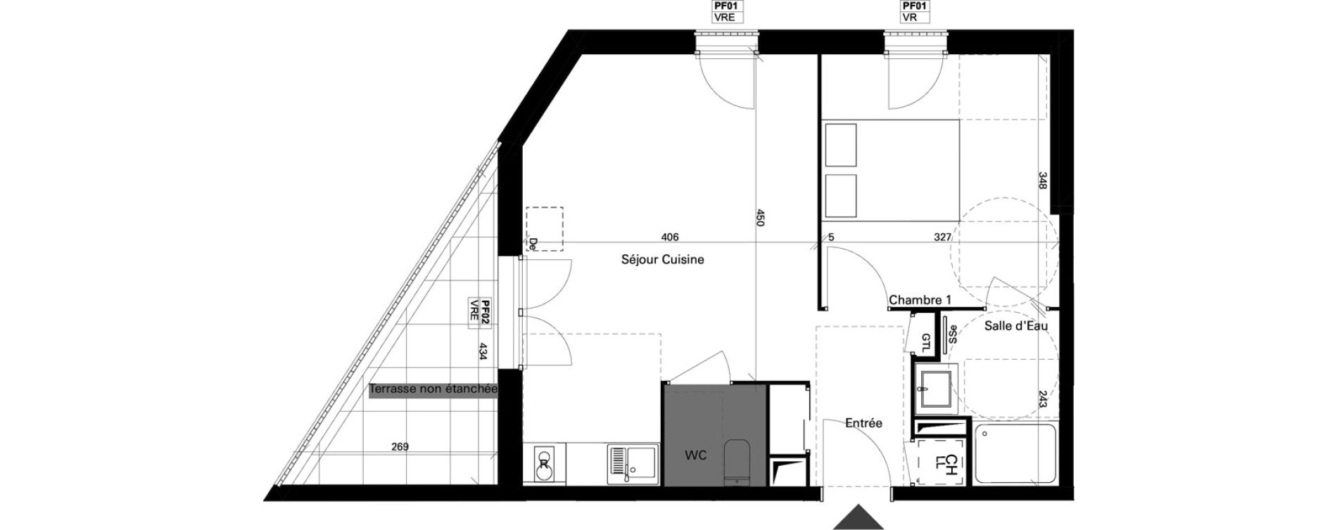Appartement T2 de 40,98 m2 &agrave; Fenouillet Centre