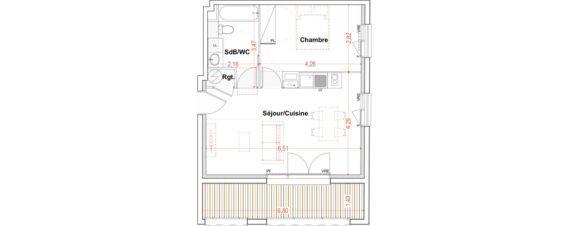 Appartement T2 de 45,06 m2 &agrave; Fenouillet Piquepeyre