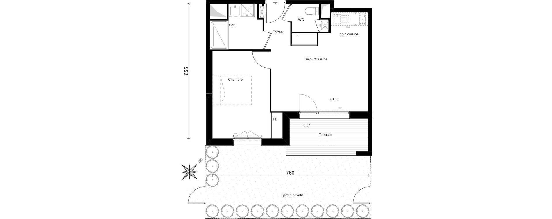 Appartement T2 de 41,79 m2 &agrave; Fenouillet Le bocage