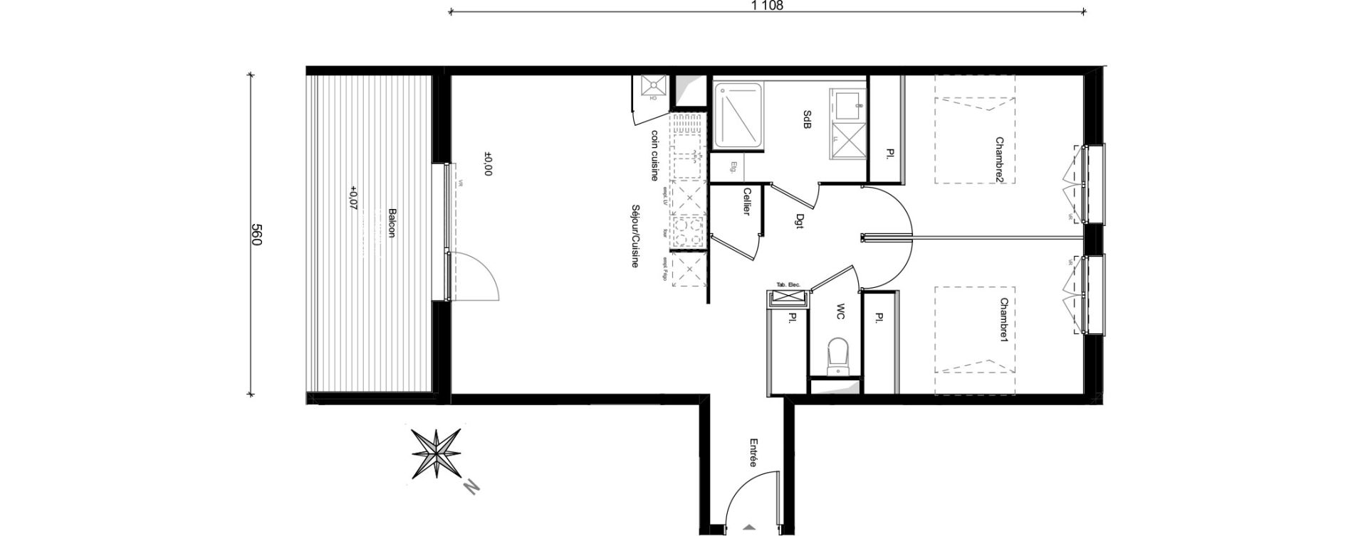 Appartement T3 de 62,95 m2 &agrave; Fenouillet Le bocage