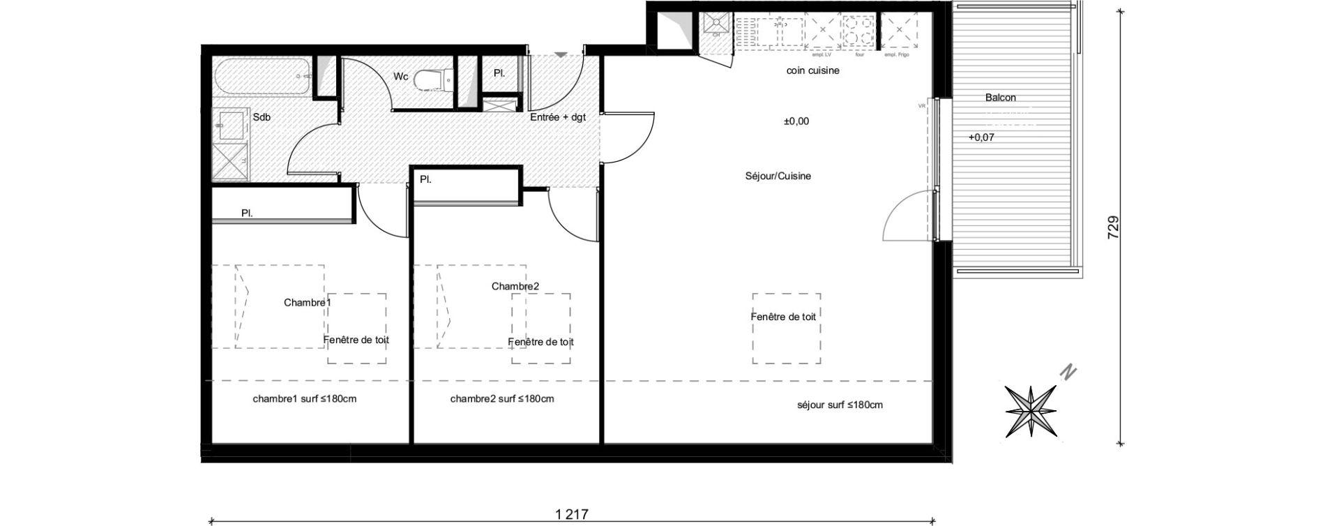 Appartement T3 de 67,38 m2 &agrave; Fenouillet Le bocage