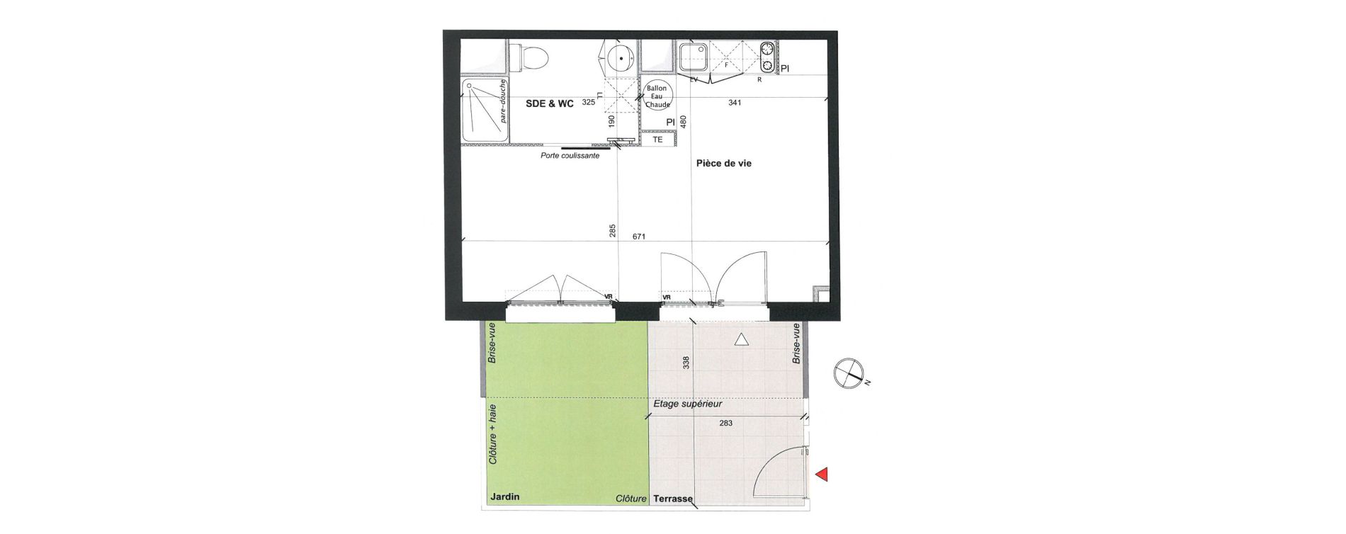 Appartement T1 bis de 30,61 m2 &agrave; Fonbeauzard Centre