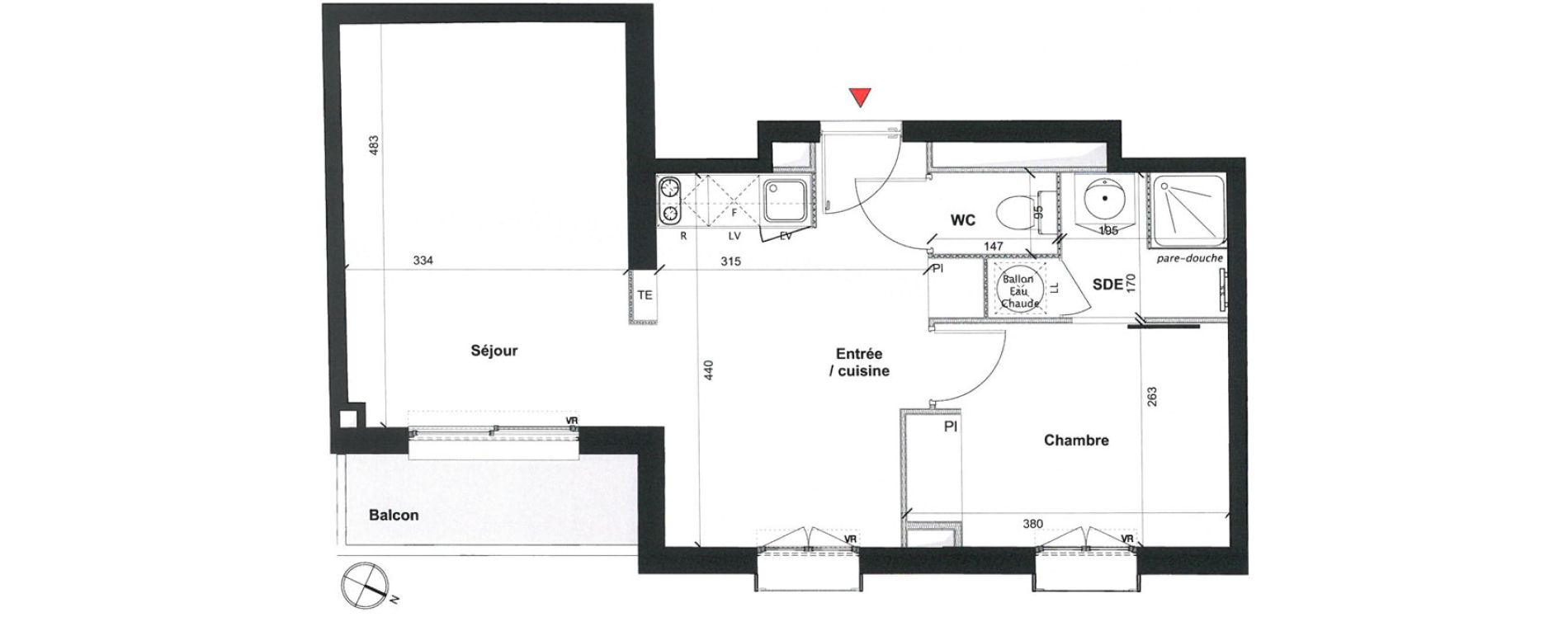 Appartement T2 de 45,11 m2 &agrave; Fonbeauzard Centre