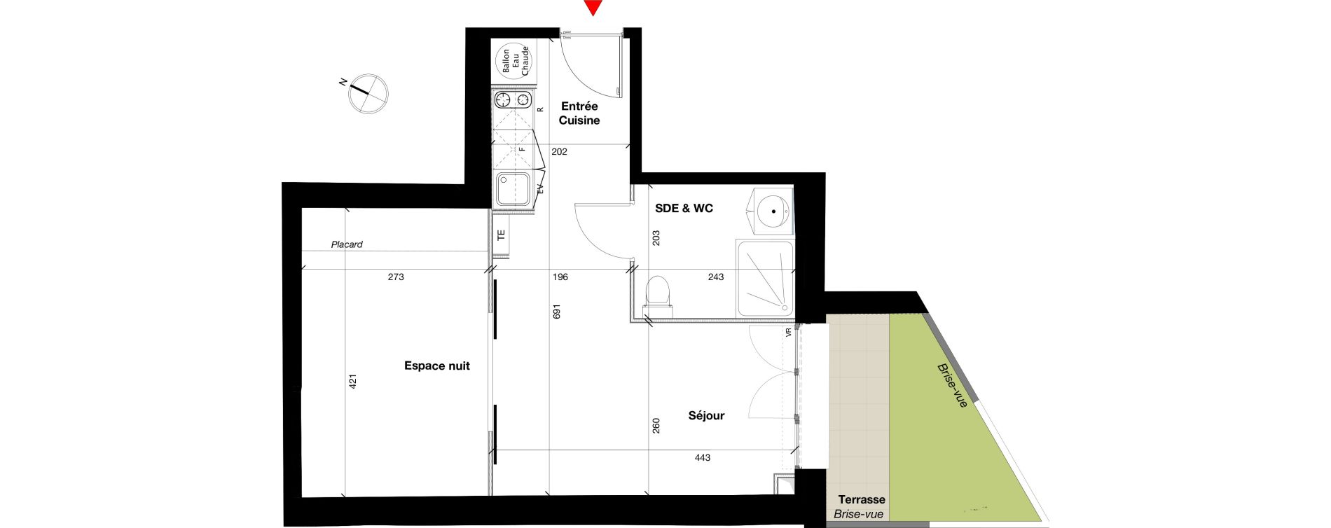 Appartement T1 bis de 38,00 m2 &agrave; Fonbeauzard Centre