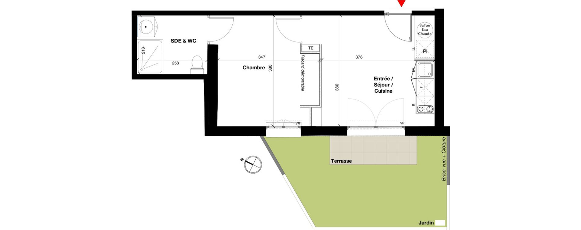 Appartement T1 bis de 33,00 m2 &agrave; Fonbeauzard Centre