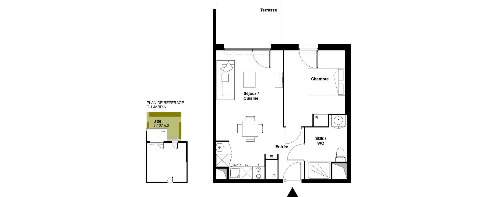 Appartement T2 de 41,86 m2 &agrave; Fonbeauzard Centre