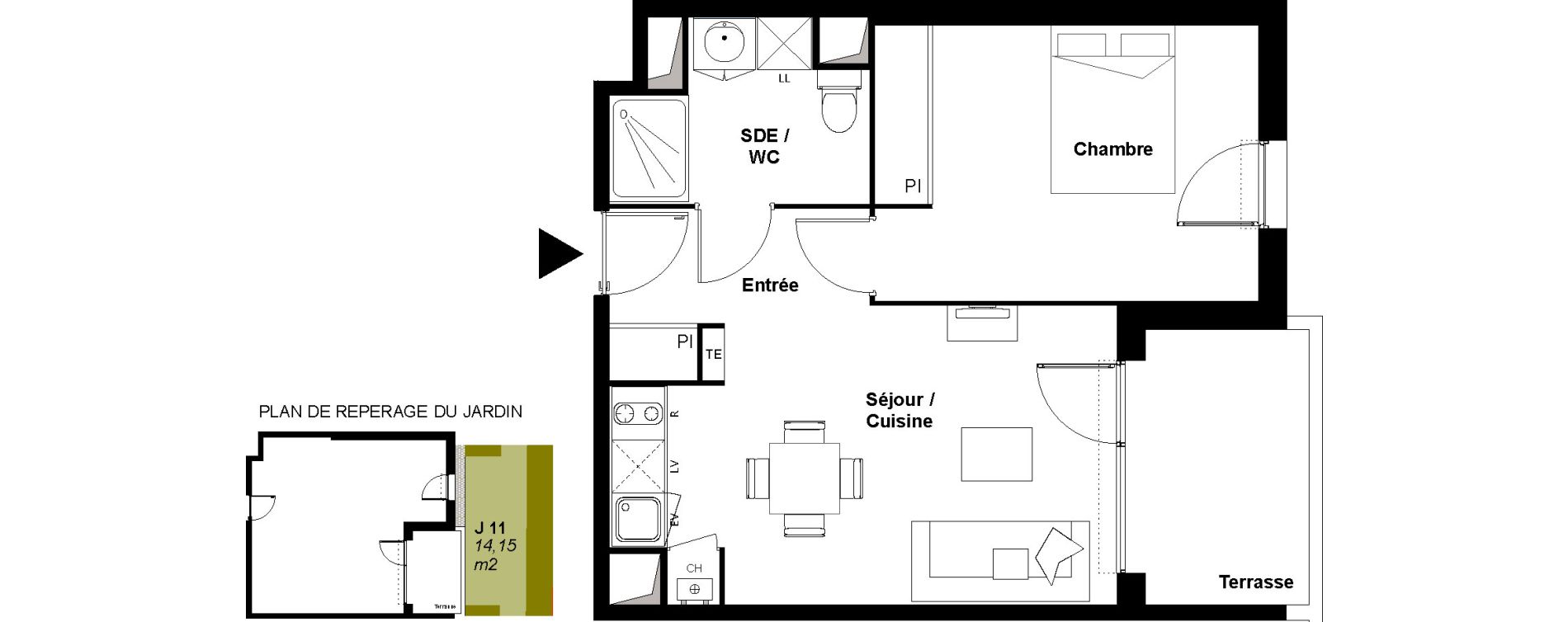 Appartement T2 de 40,56 m2 &agrave; Fonbeauzard Centre