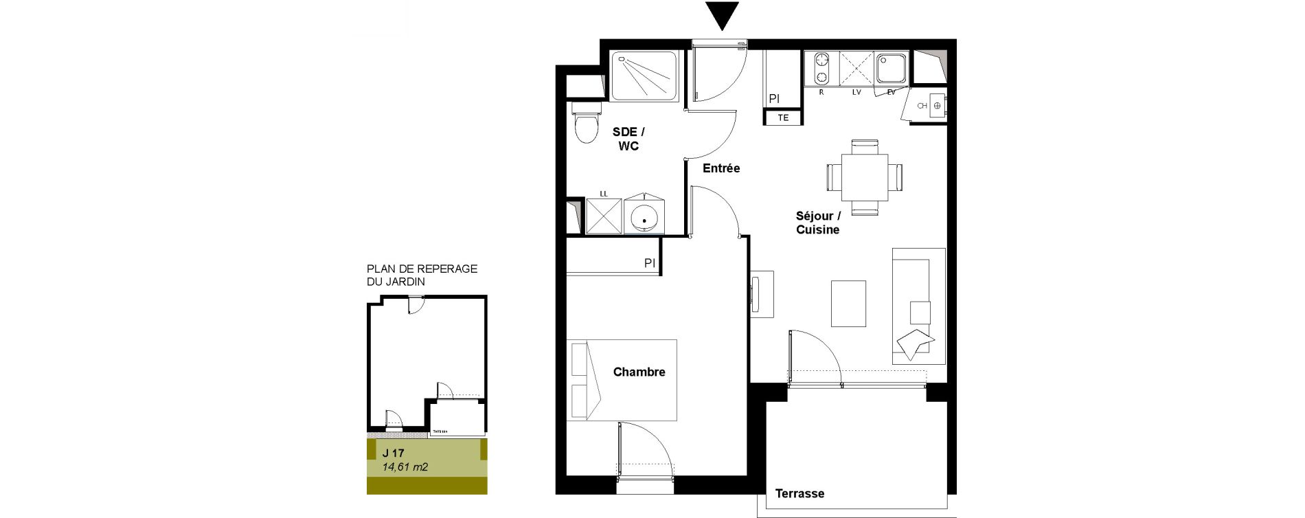 Appartement T2 de 40,66 m2 &agrave; Fonbeauzard Centre