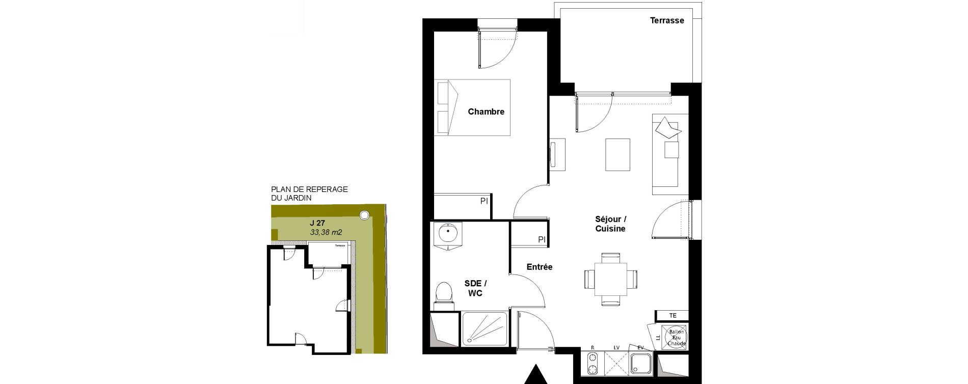 Appartement T2 de 44,47 m2 &agrave; Fonbeauzard Centre