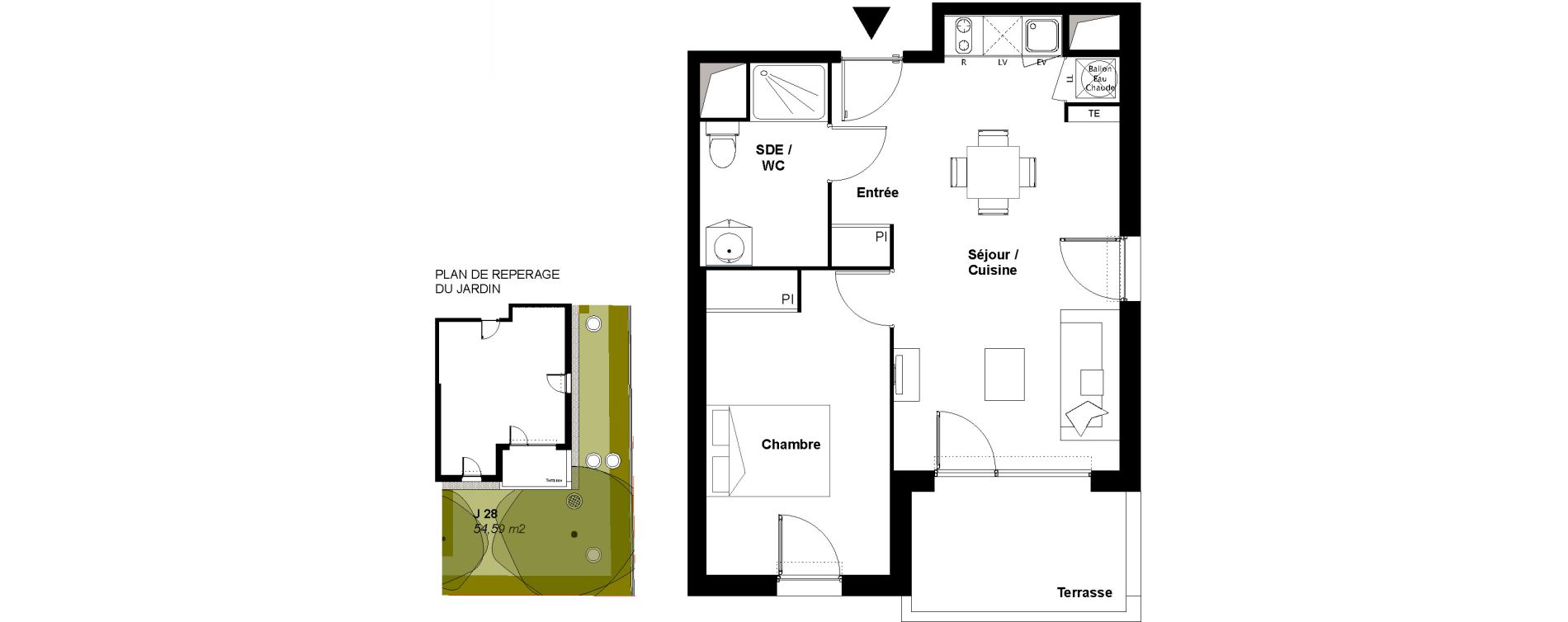 Appartement T2 de 44,47 m2 &agrave; Fonbeauzard Centre