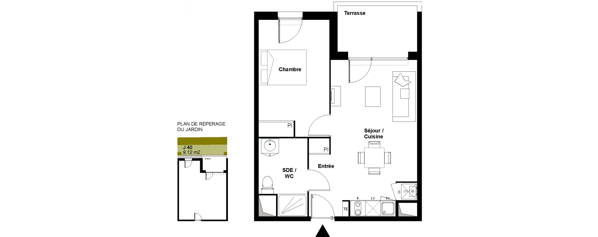 Appartement T2 de 42,05 m2 &agrave; Fonbeauzard Centre