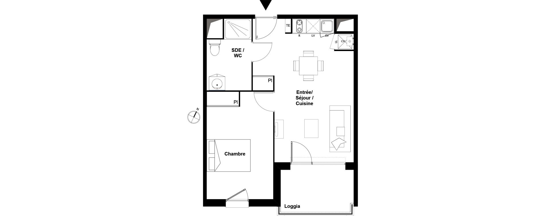 Appartement T2 de 42,62 m2 &agrave; Fonbeauzard Centre