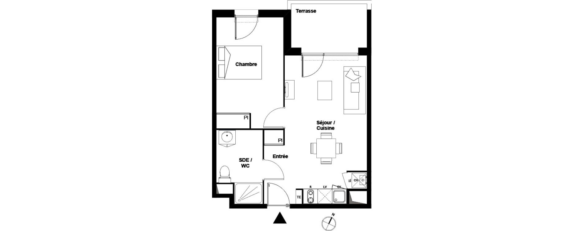 Appartement T2 de 42,05 m2 &agrave; Fonbeauzard Centre