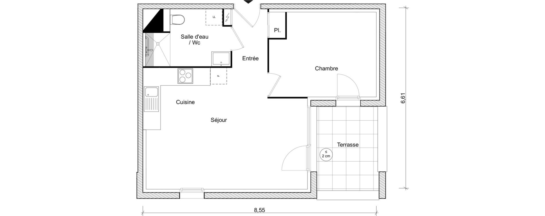 Appartement T2 de 45,46 m2 &agrave; Fonbeauzard Centre