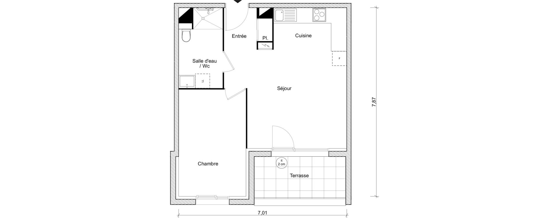 Appartement T2 de 45,12 m2 &agrave; Fonbeauzard Centre