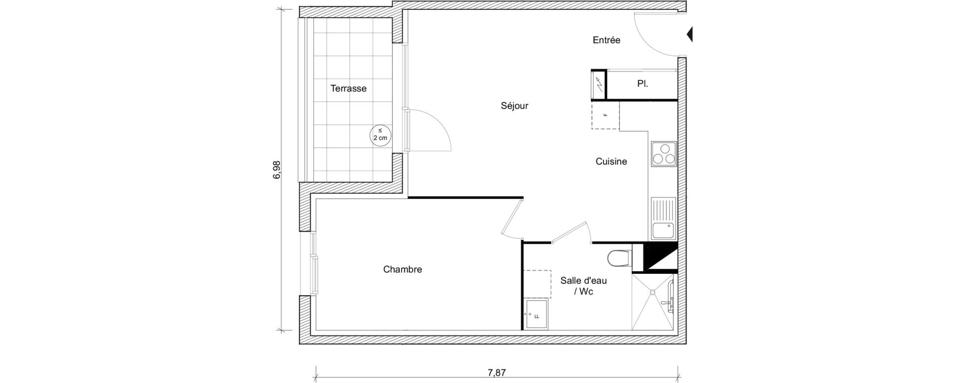Appartement T2 de 45,08 m2 &agrave; Fonbeauzard Centre