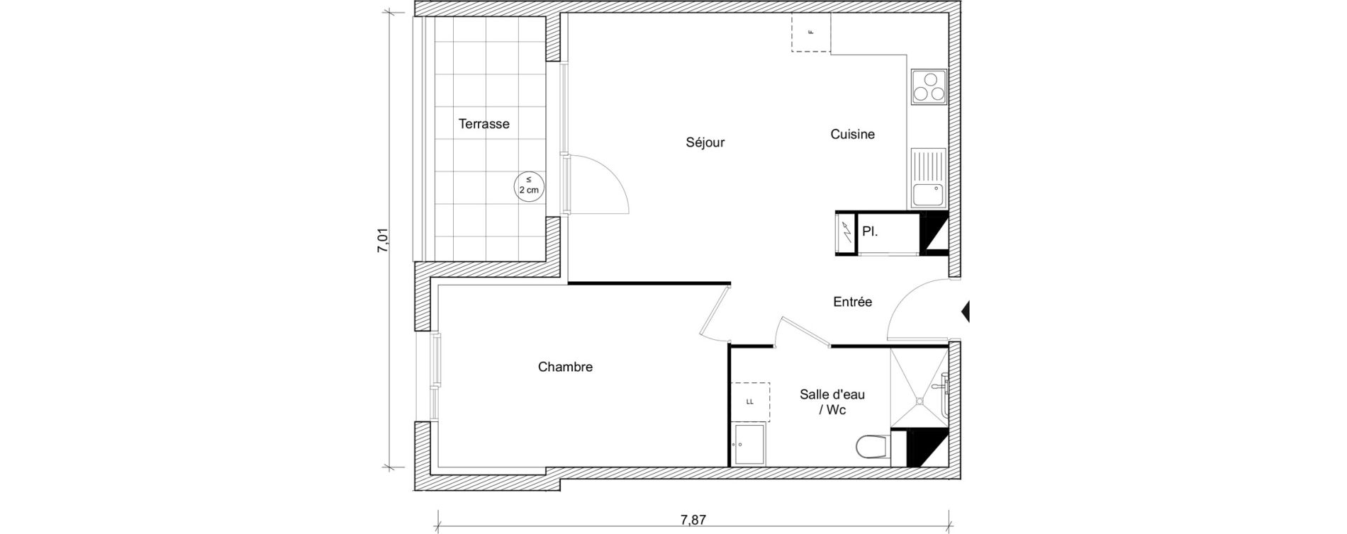 Appartement T2 de 45,12 m2 &agrave; Fonbeauzard Centre