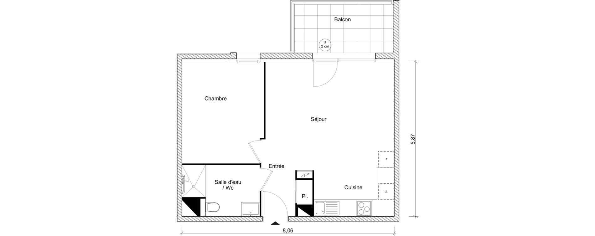 Appartement T2 de 45,55 m2 &agrave; Fonbeauzard Centre