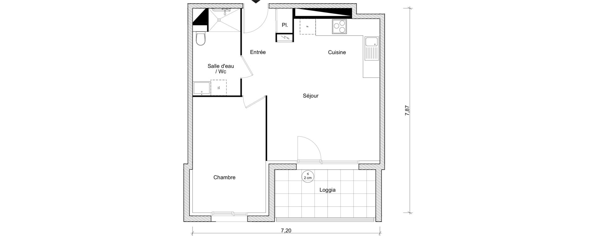 Appartement T2 de 45,21 m2 &agrave; Fonbeauzard Centre