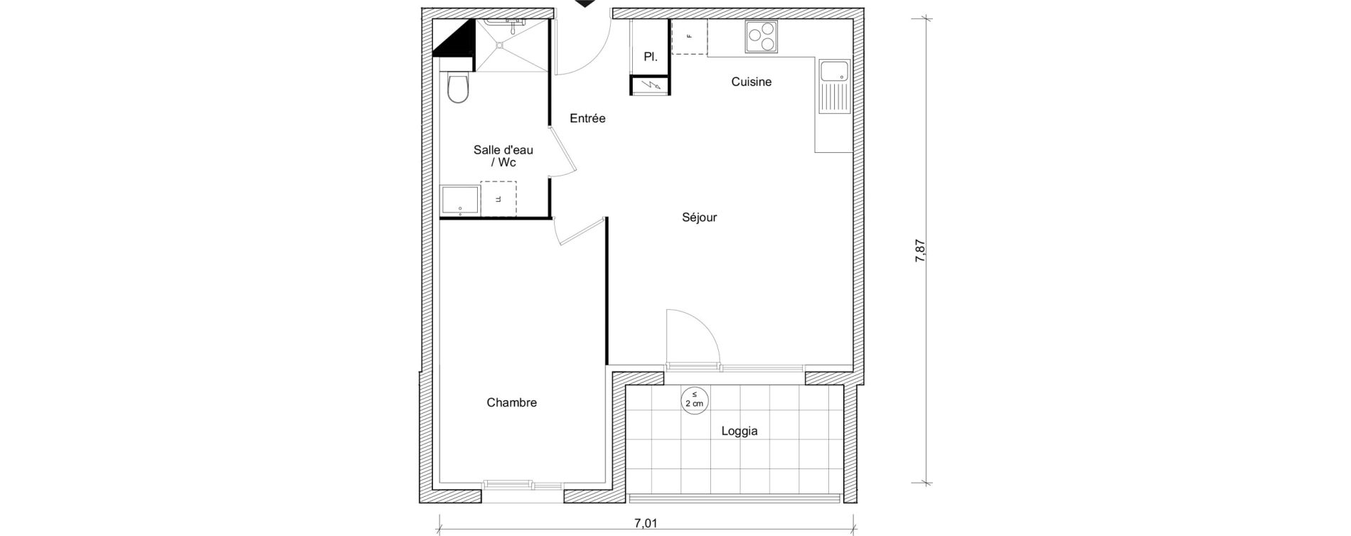 Appartement T2 de 45,44 m2 &agrave; Fonbeauzard Centre
