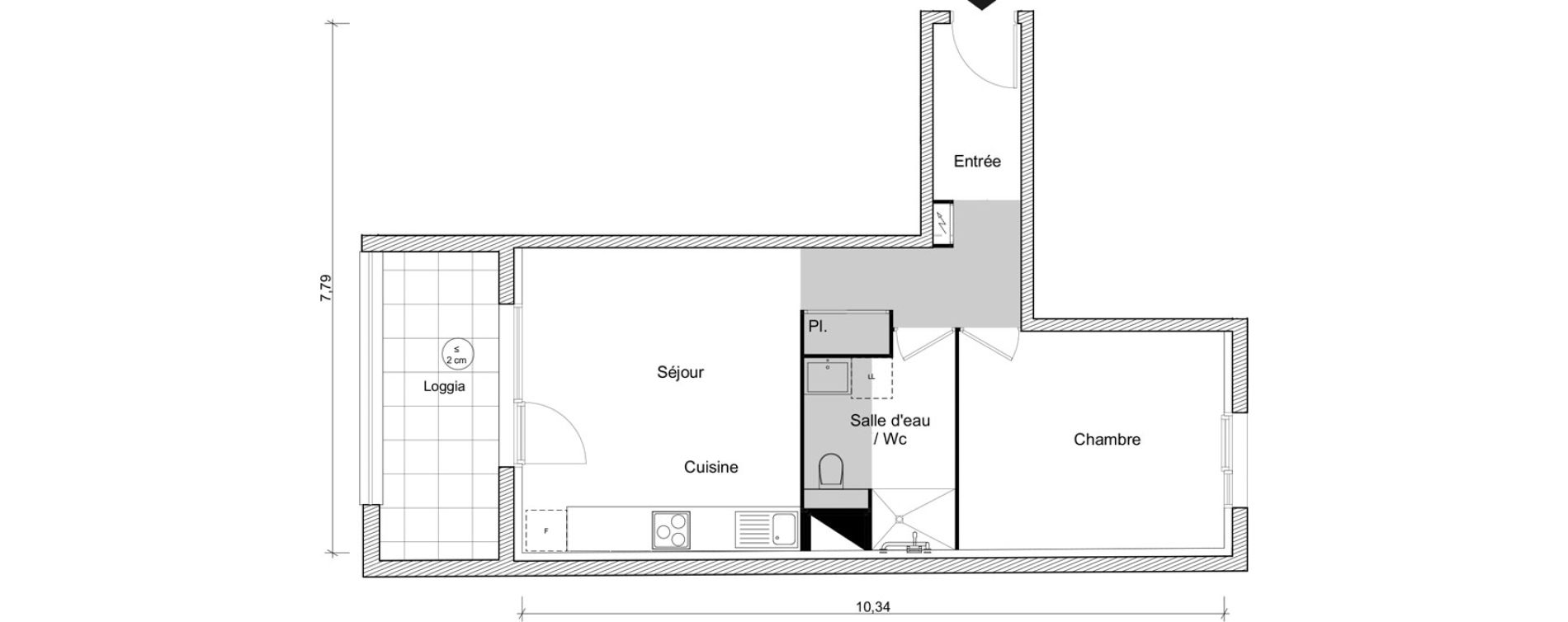 Appartement T2 de 45,10 m2 &agrave; Fonbeauzard Centre