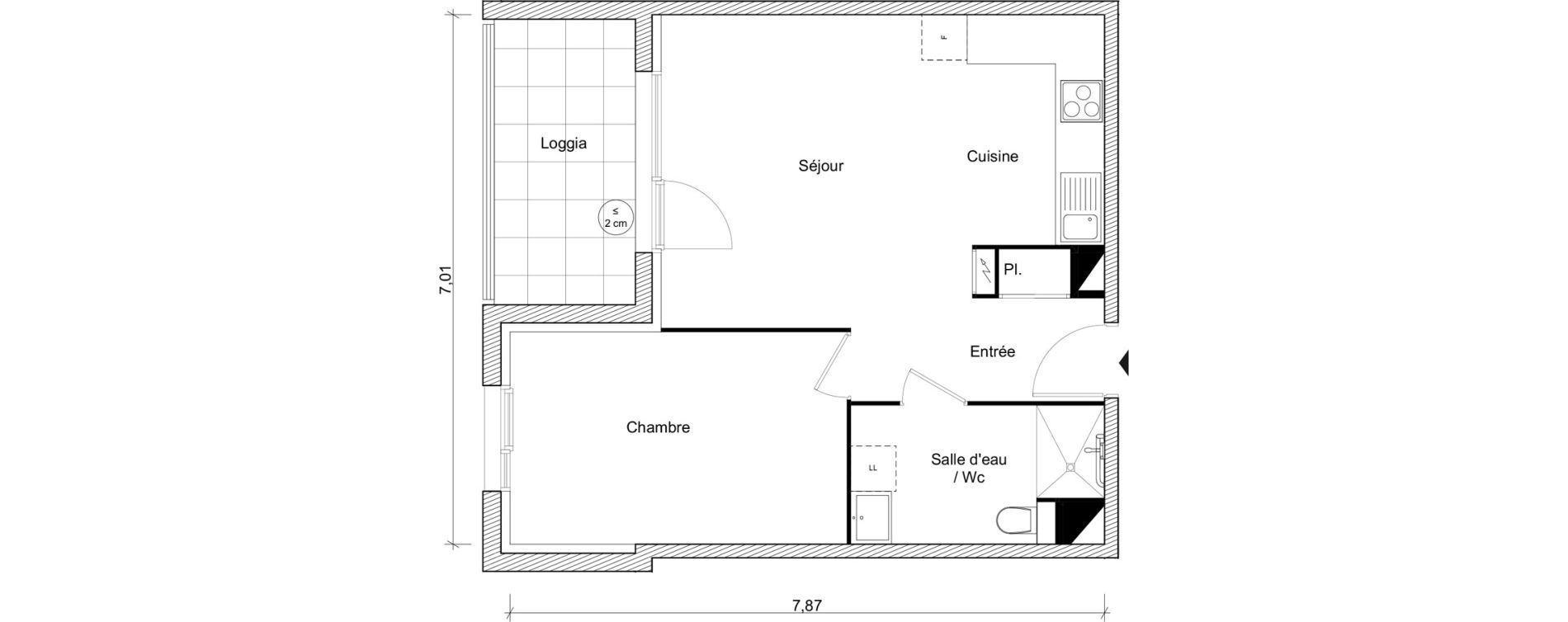 Appartement T2 de 45,12 m2 &agrave; Fonbeauzard Centre