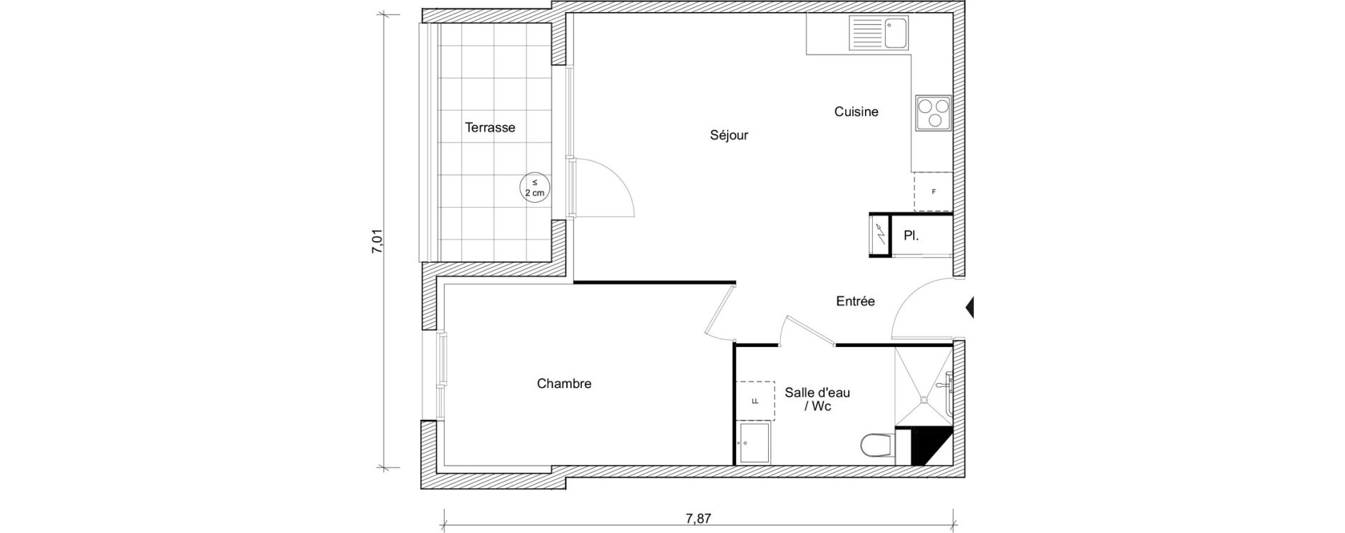 Appartement T2 de 45,44 m2 &agrave; Fonbeauzard Centre